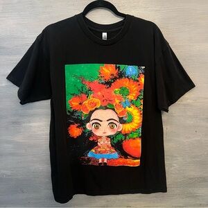 Tee Styled Cartoon Like Depiction Graphic Print Black T‎ Shirt Large GC